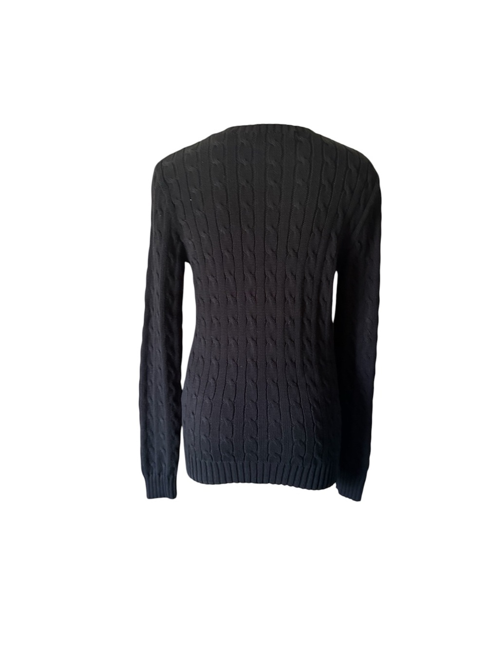 Ralph Lauren Black Cable Crewneck Sweater with Polo Pony - Picture 3 of 13